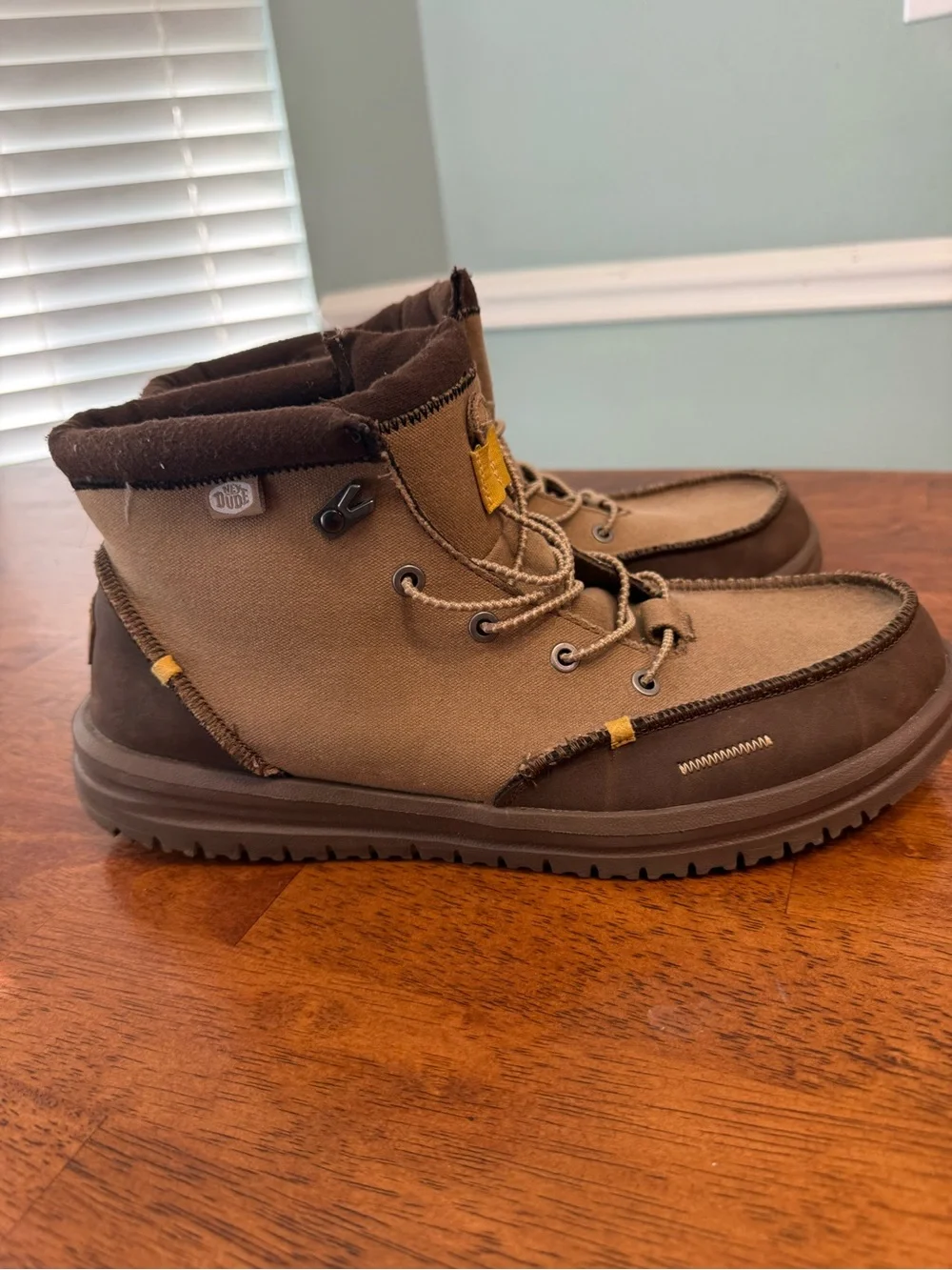 HEYDUDE Bradley Classic Men's Boots Brown Tan Waxed Canvas Size 13
